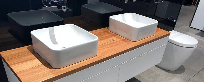 A beautiful new sink installation in a renovated bathroom, highlighting modern design and functionality
